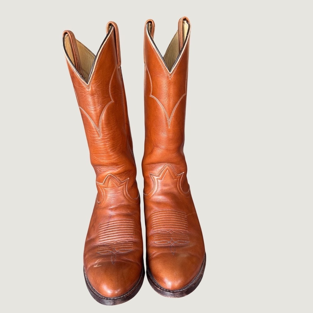 Vintage Tony Lama 5084 Black Label Brown Leather Western Cowboy Boots Men's 8D